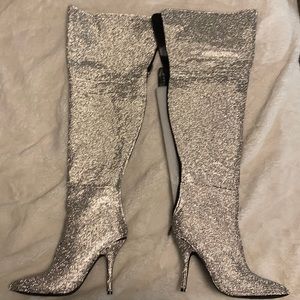 Rhinestone thigh high boots
